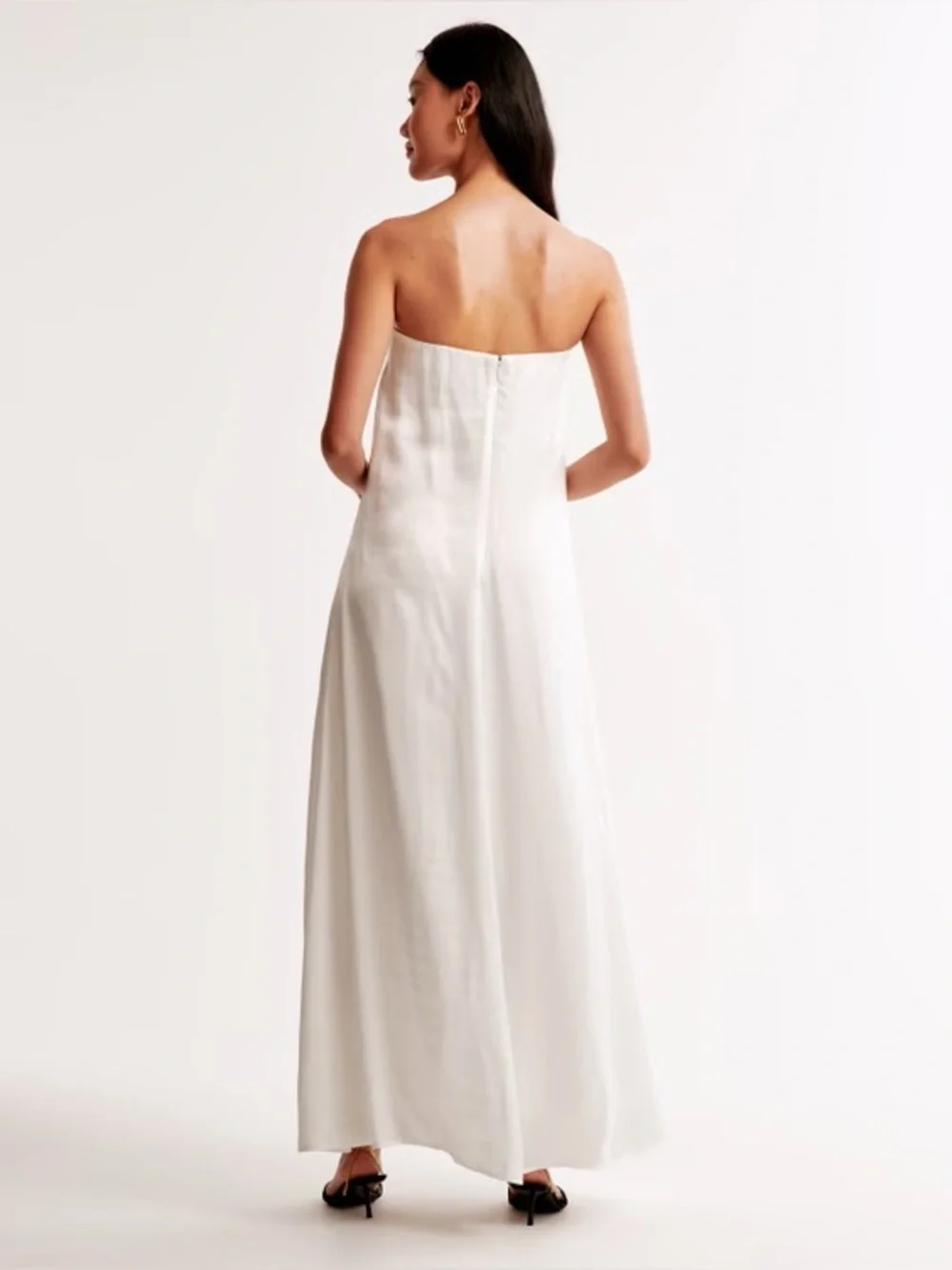 Abercrombie & Fitch Strapless trapeze maxi dress in white size small petite